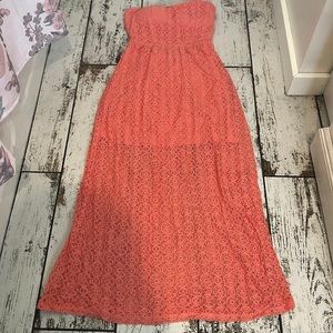 No Boundaries Medium strapless maxi lace dress